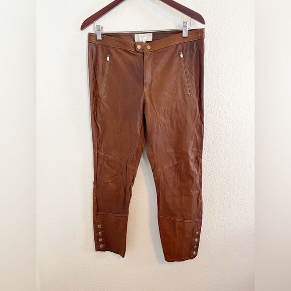 Joie Women’s Darnella real Leather brown Pants size 12 - Picture 2 of 8